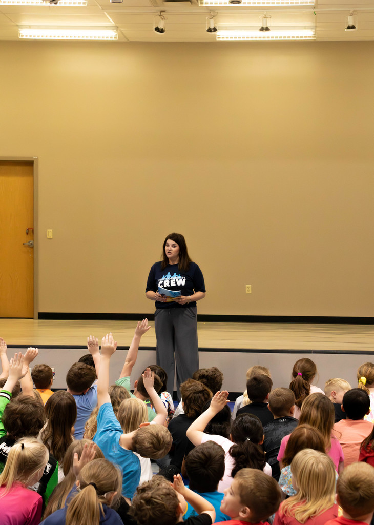 bank representative in front of students