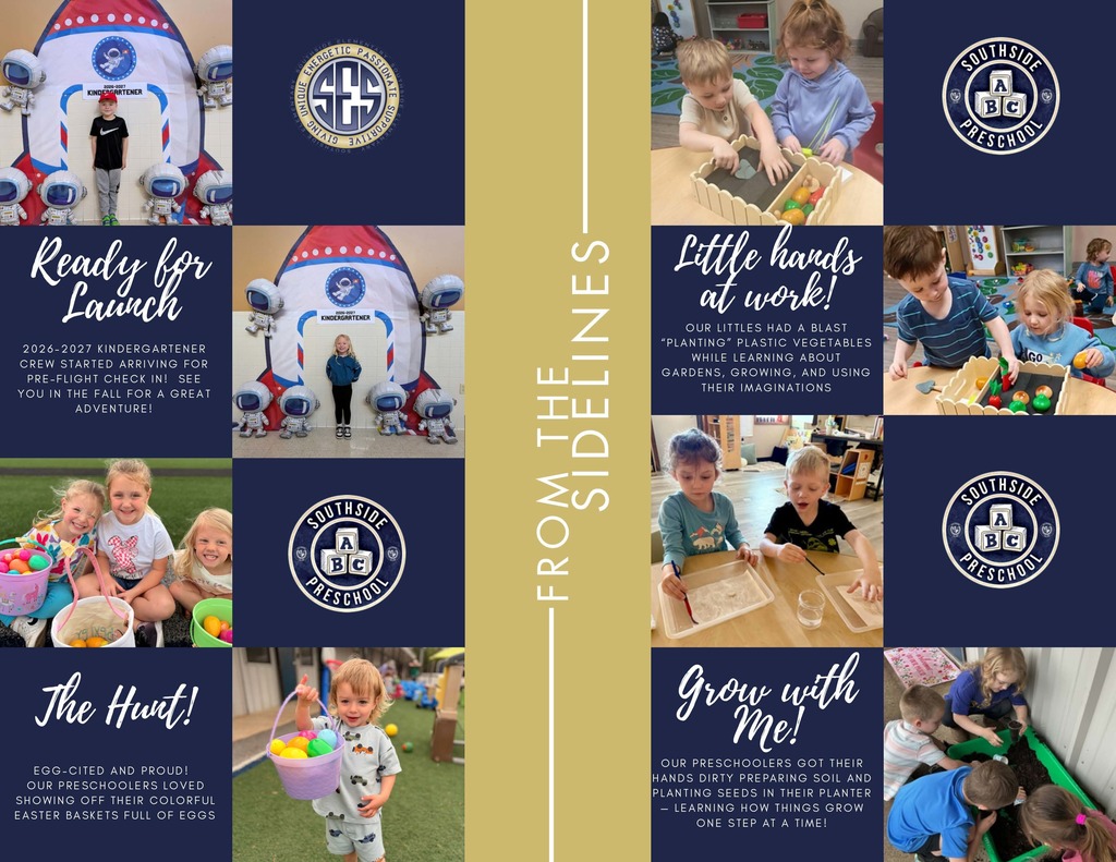 boy and girl in front of rocket boy and girls holding easter baskets and planting seeds and playing with toy vegetables