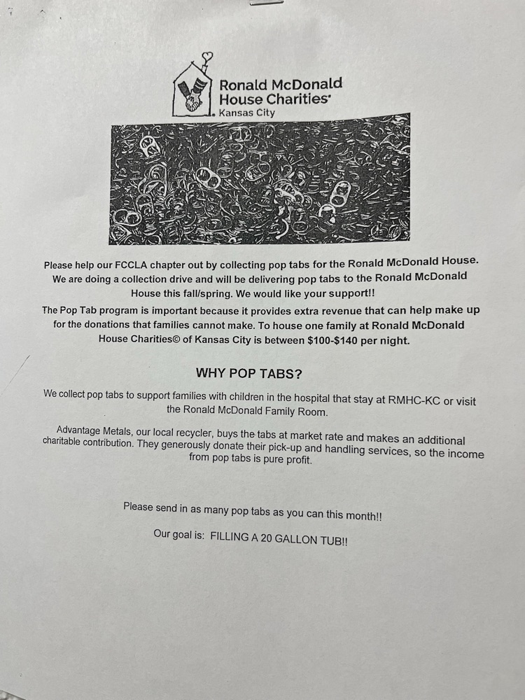 FBLA and FCCLA donation Drive for Ronald McDonald house