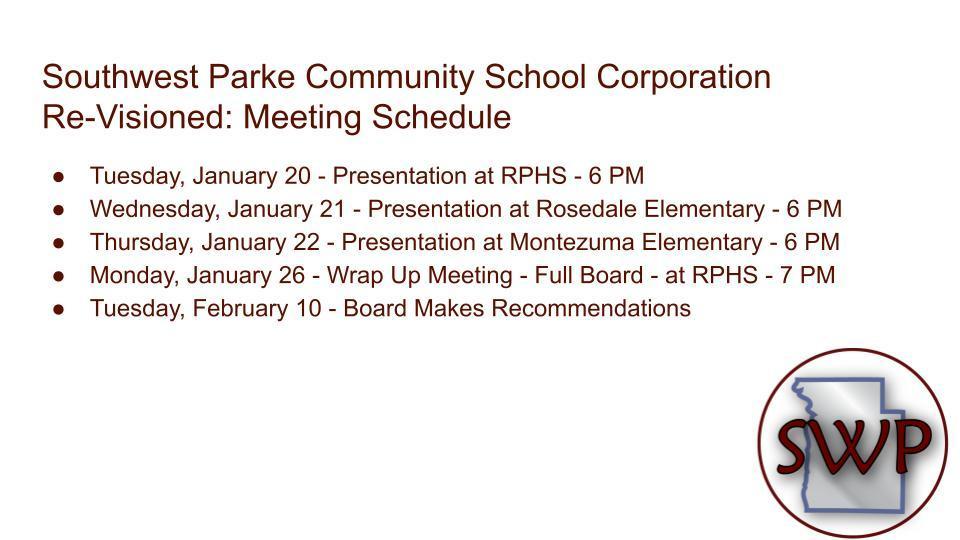 Re-Vision Meeting Schedule 