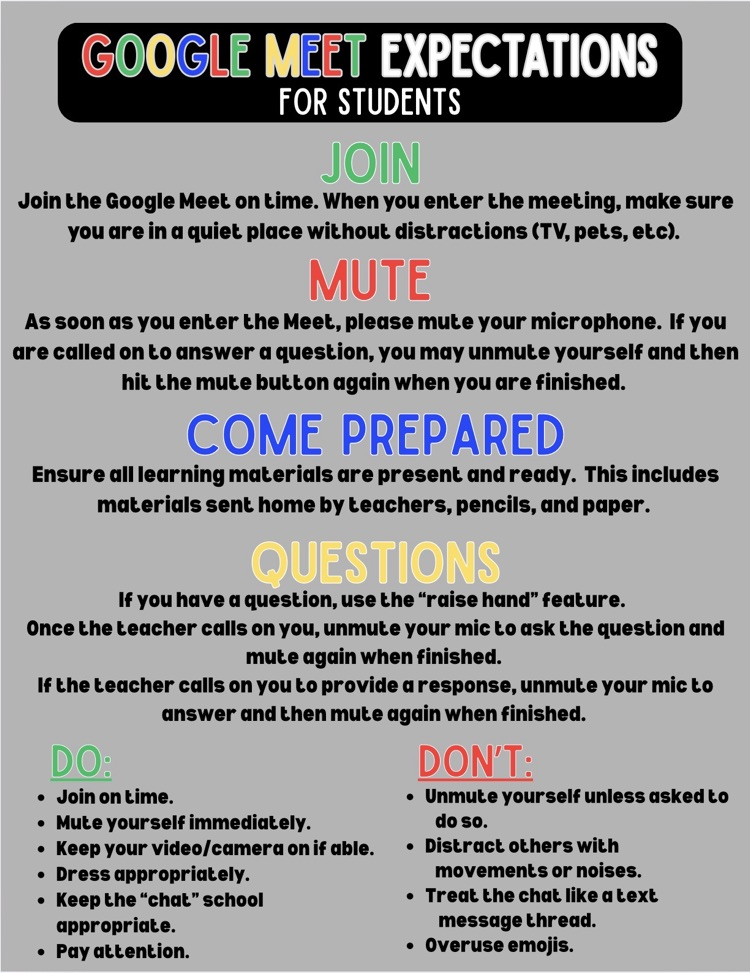 Google Meet Expectations for Students