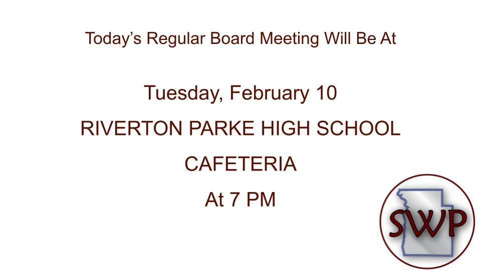 Southwest Parke Board Meeting - Tuesday, February 10, 2026 - 7 PM - RPHS Cafeteria