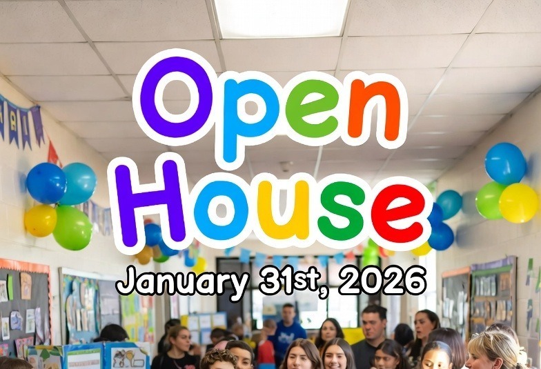 Students and parents in a school hallway with the words Open House and a date of January 31st, 2026 overlayed