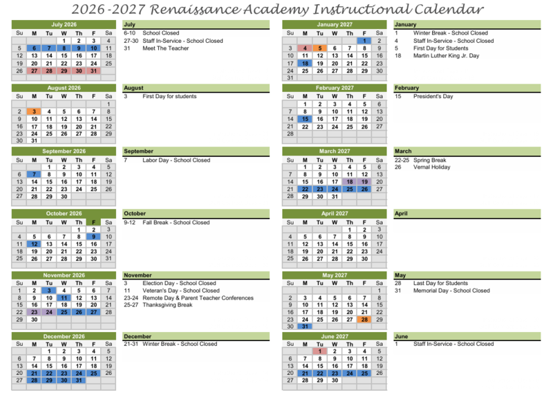 2026-2027 Instructional Calendar