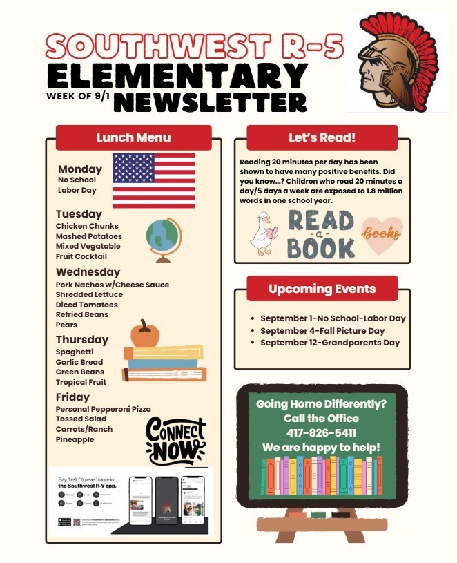 Southwest R-5 Elementary Weekly Update 9.02.2025