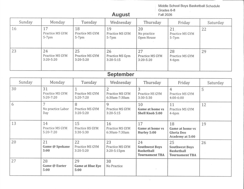 MS Boys Basketball Schedule FA 26