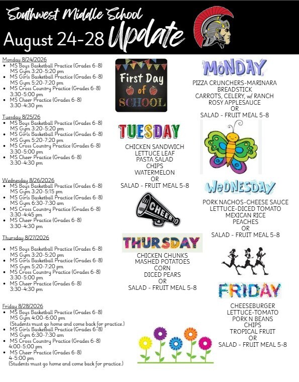 SWMS Weekly Update for August 24-28, 2026