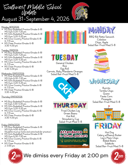 SWMS Weekly Update for August 31-September 4, 2026