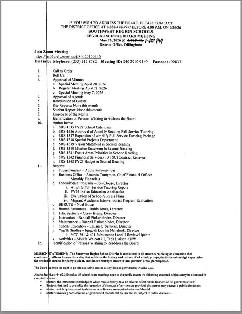 Regular School Board Meeting