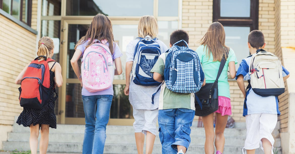 Children walking into school