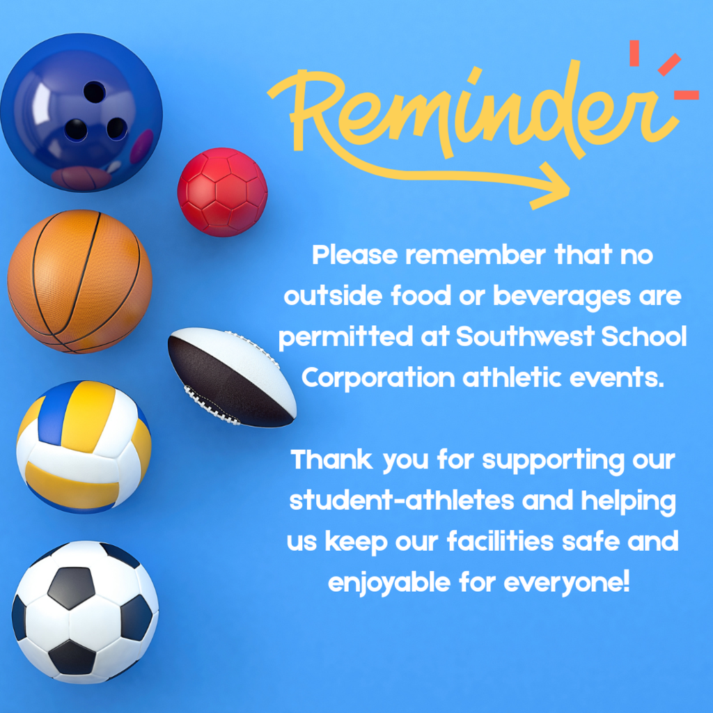 Reminder-No food or drink at athletic events