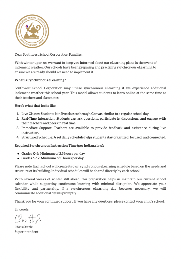 Synchronous E-Learning Reminder