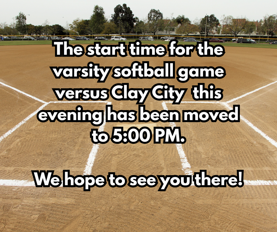 Softball start time changed to 5:00 PM