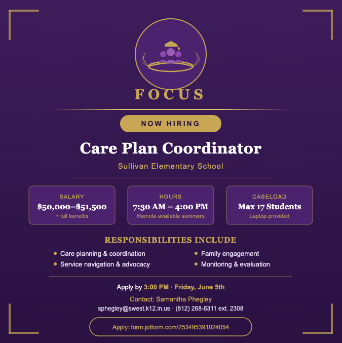 SES Care Plan Coordinator Position