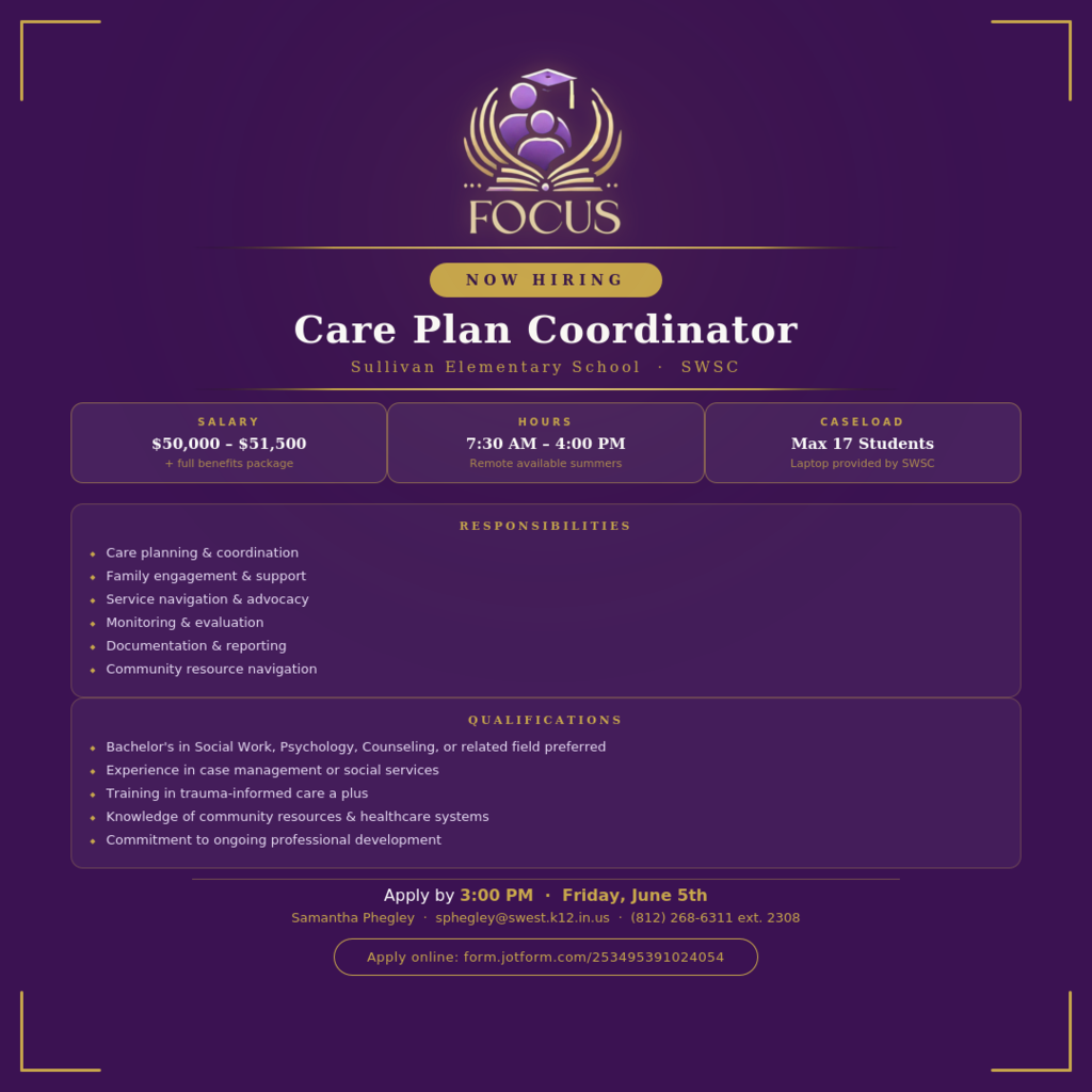 FOCUS Care Plan Coordinator Position-SES