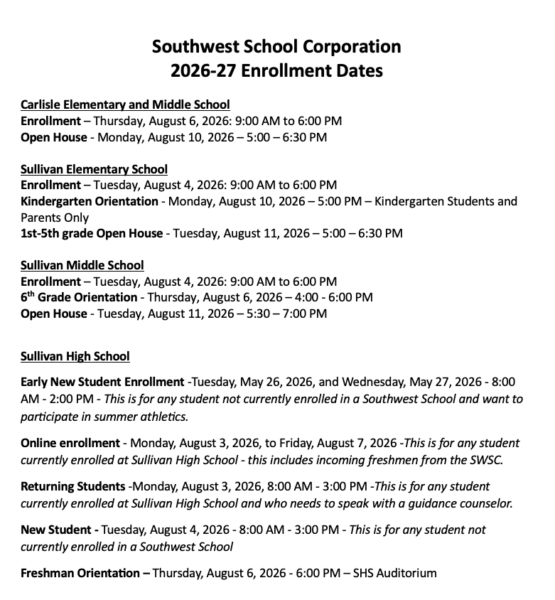 Enrollment Dates