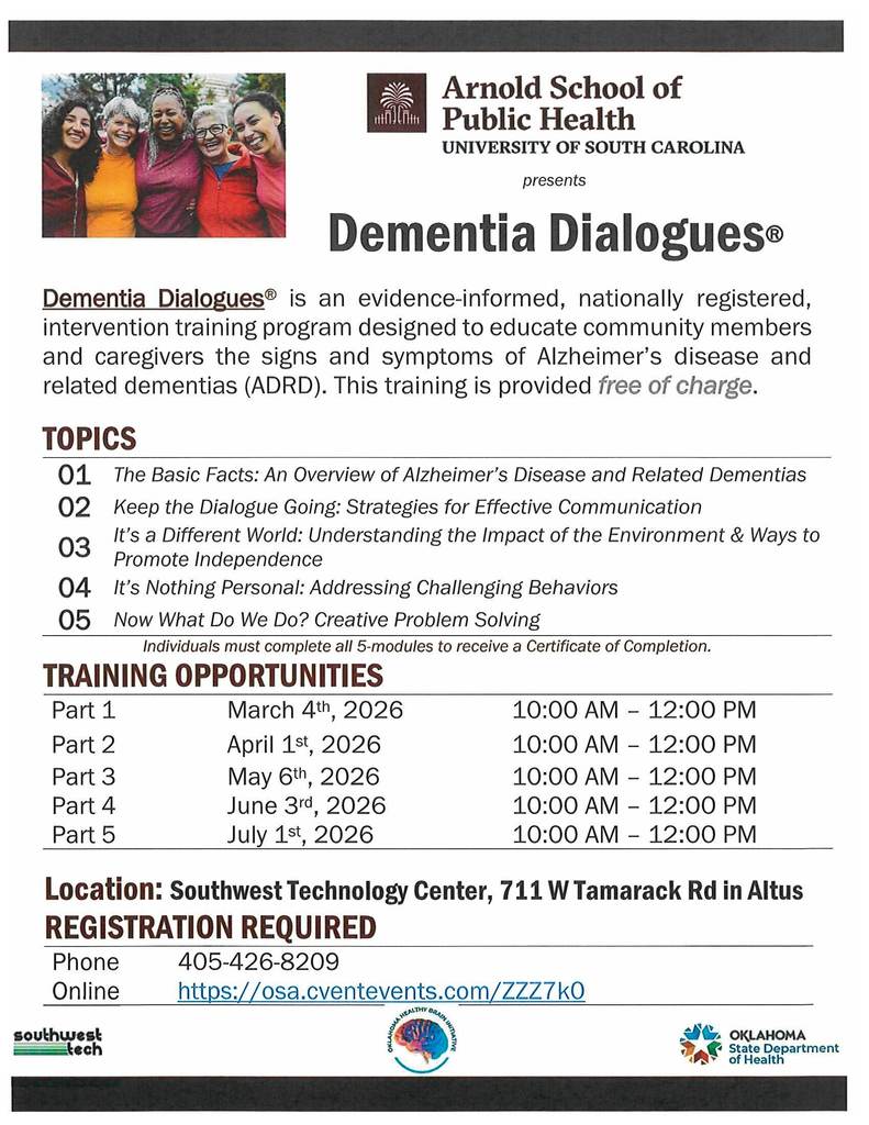Part 3 in the Dementia Dialogue series will be Wednesday, May 6, 10 AM to 12 Noon.