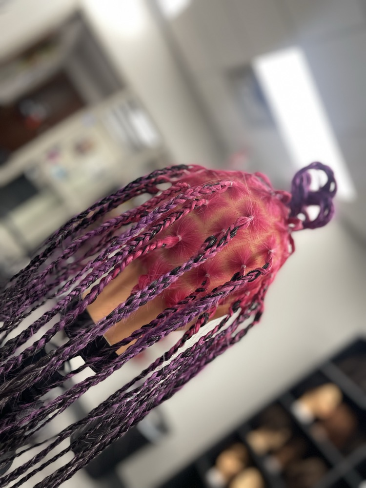 box braid with feed in hairstyle