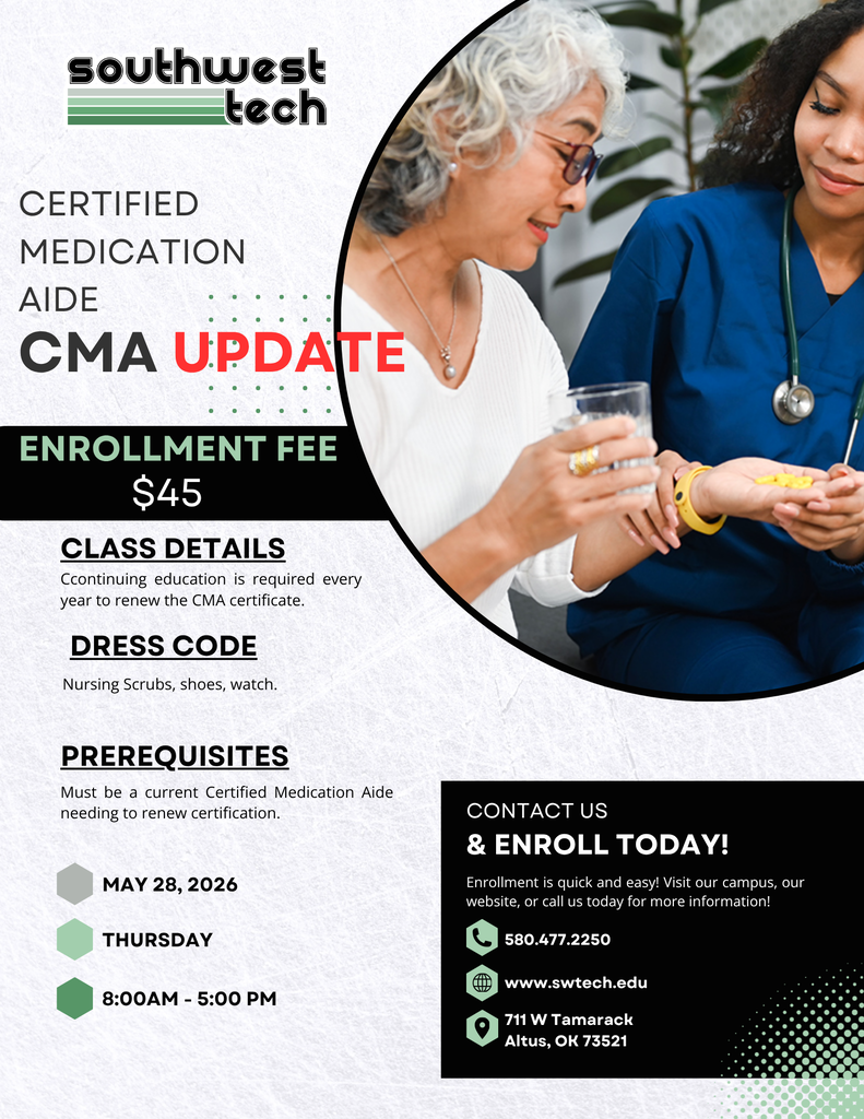 Certified Medication Aide UPDATE class for annual renewal.