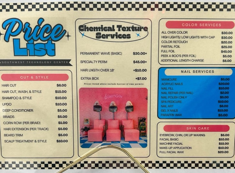 price list for salon service 