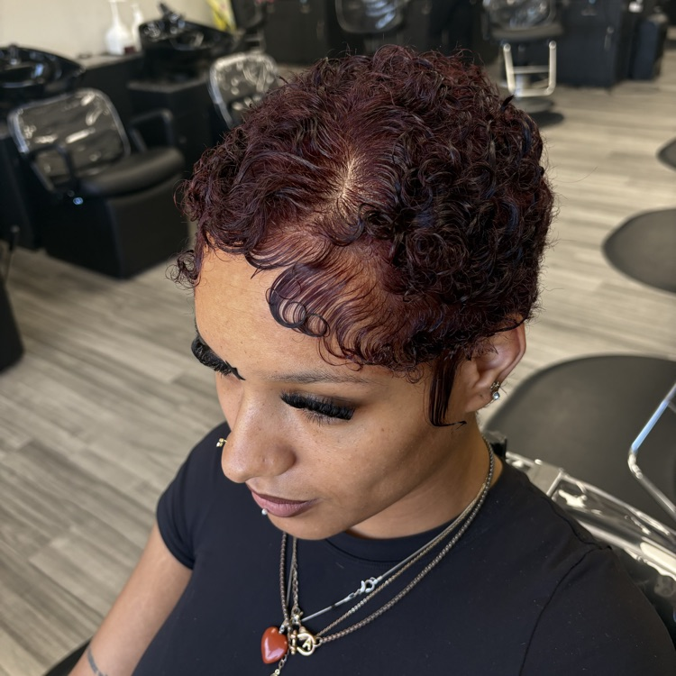 red violet pixie cut