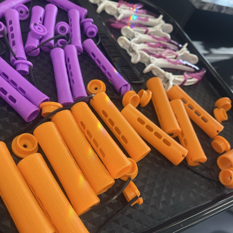 perm rods and hair clips