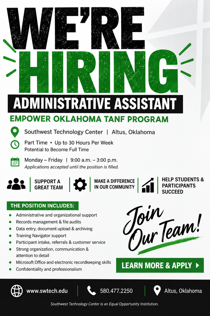 job posting for an administrative assistant for the empower Oklahoma TANF program