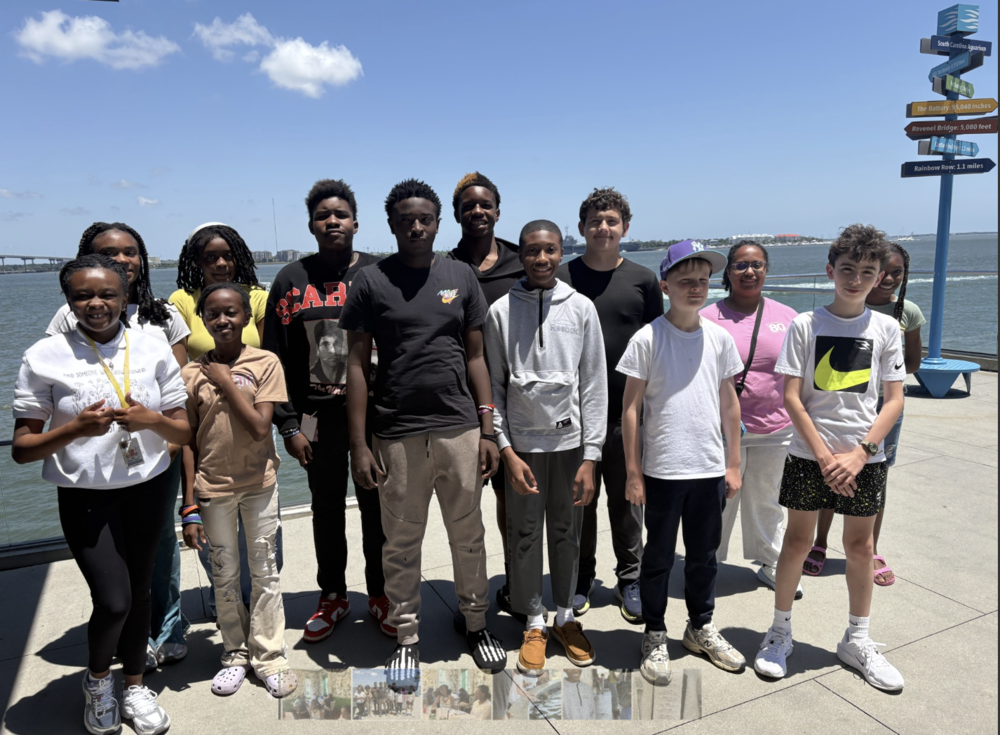 students at beach
