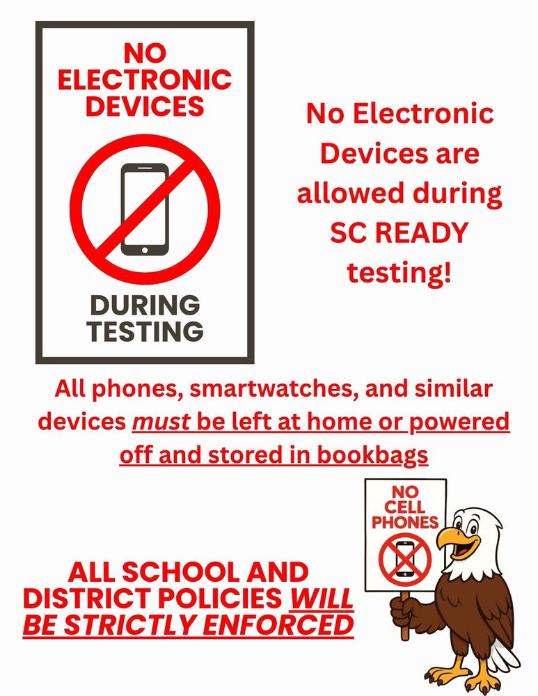 No Electronic Devices During Testing Graphic
