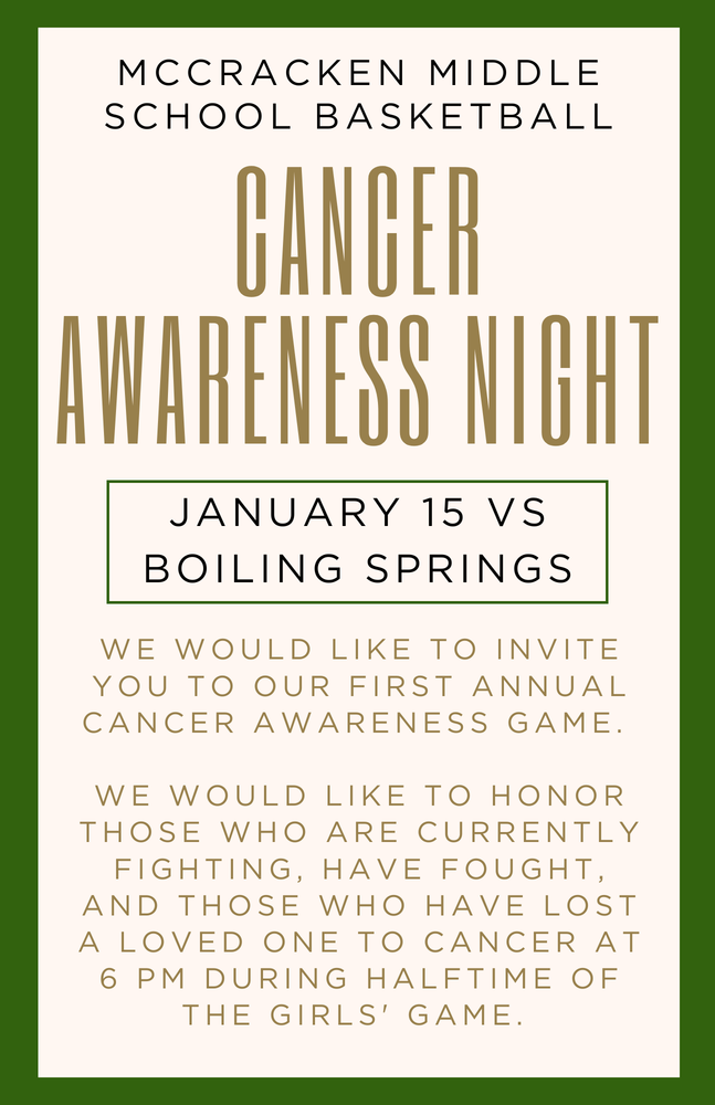 Cancer Awareness Basketball Game Flier