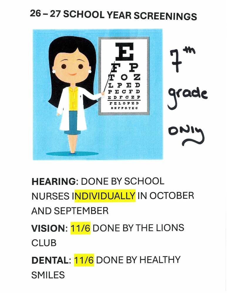 7th Grade Screenings