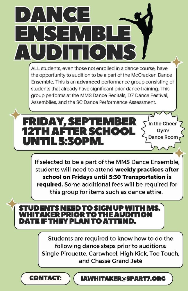 Dance Ensemble Auditions Flier