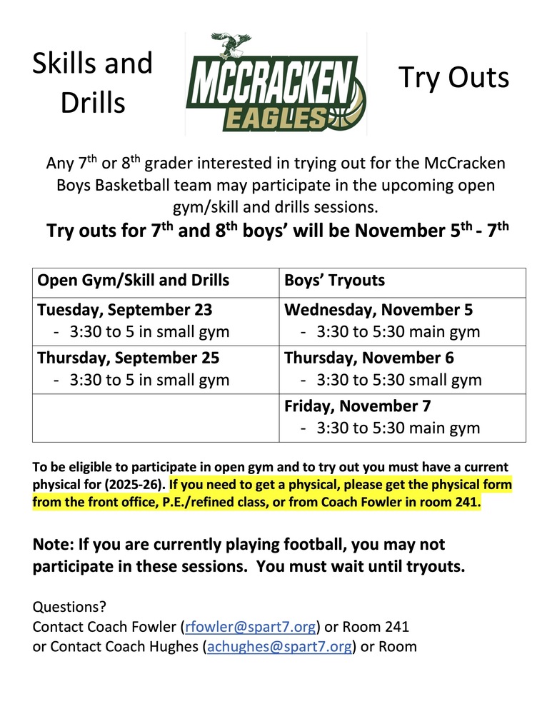 Boys Basketball Tryouts Info