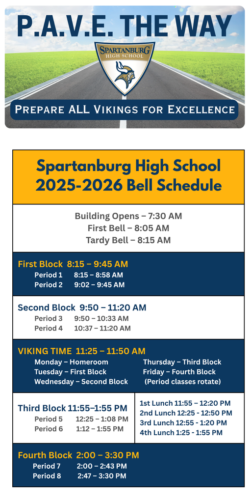 SHS Bell Schedule 2025