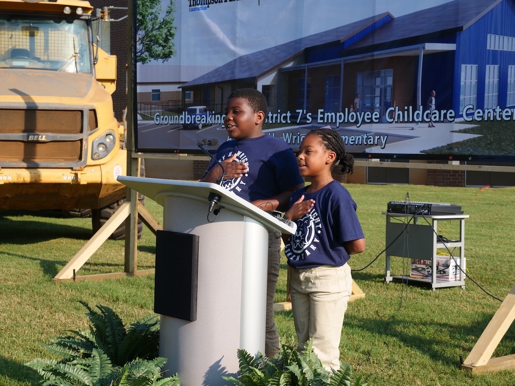 Mary H. Wright students lead pledge of allegiance