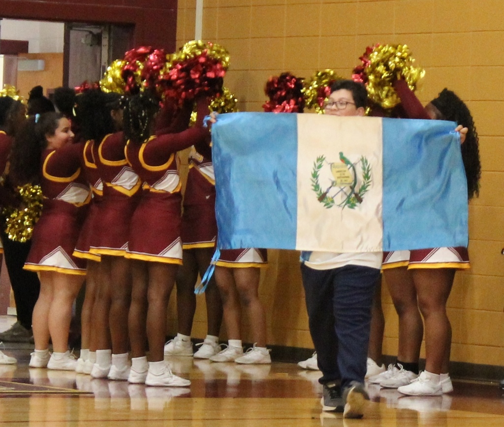 student with flag