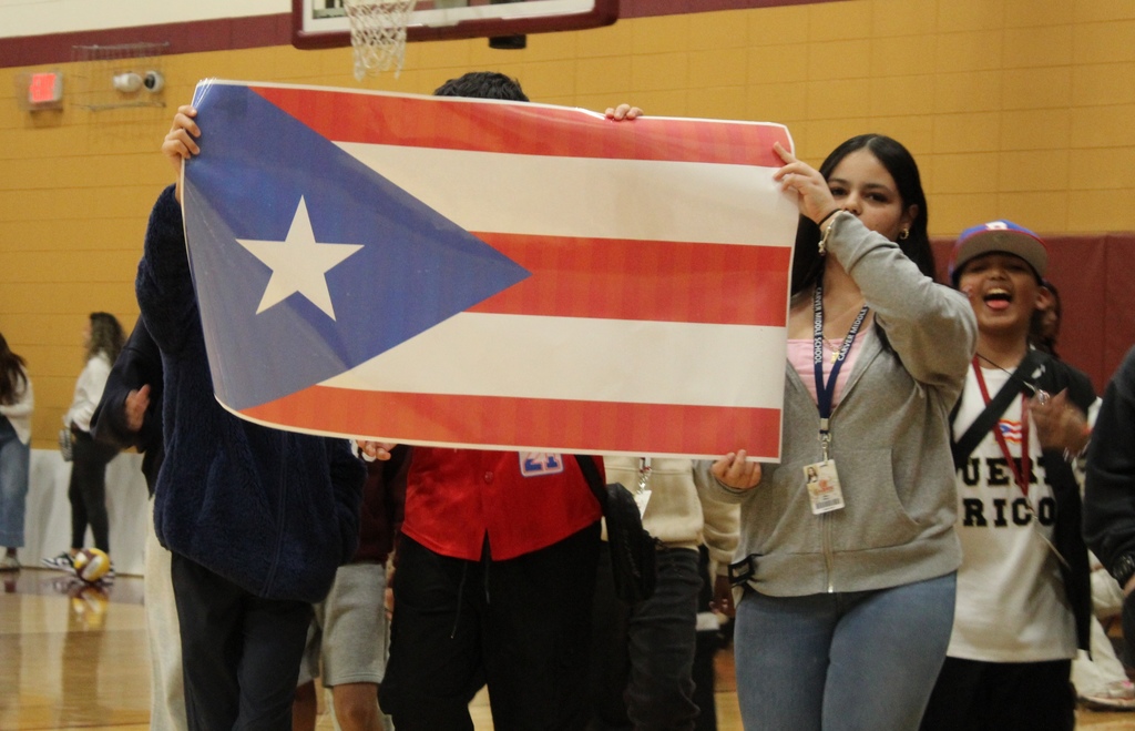 students with flag