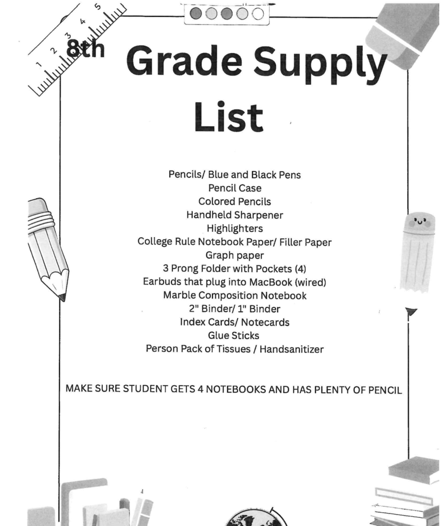 8th Grade Supply List
