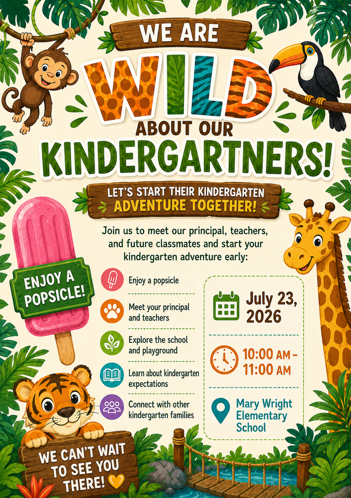 Bring your child to a Kindergarten Adventure to meet their teachers, classmates and have a treat! July 23rd, 10:00-11:00
