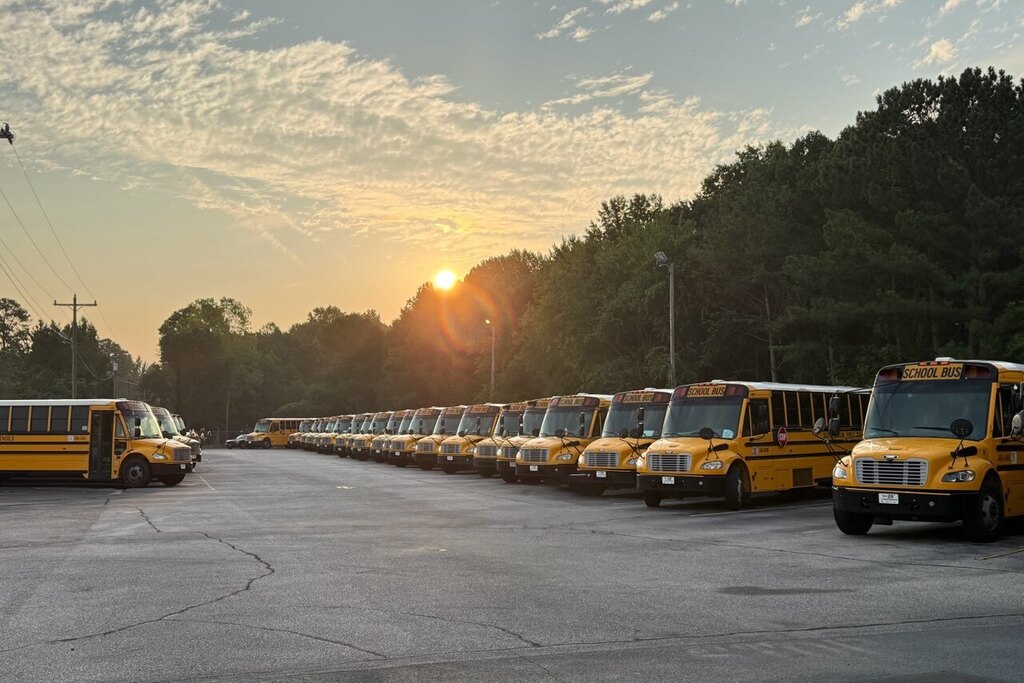 Sunrise over our fleet of school buses