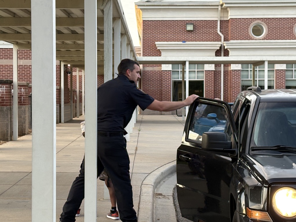 Firefighters from South Spartanburg Fire Department Greeting EP Todd Students