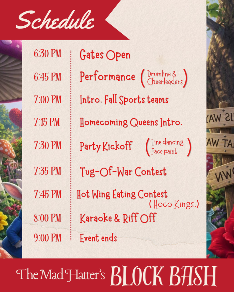 Block Party schedule