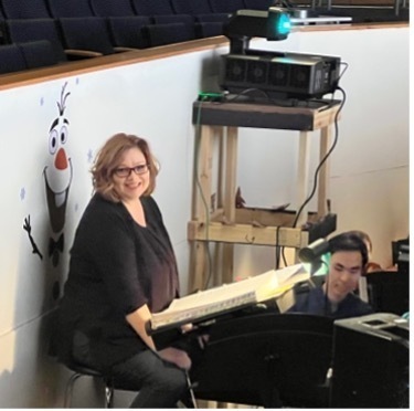 Helen Tipton in the orchestra pit for Frozen
