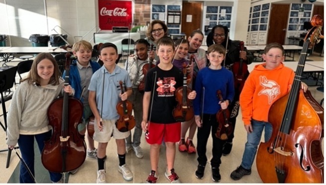 Helen Tipton with her elementary orchestra students