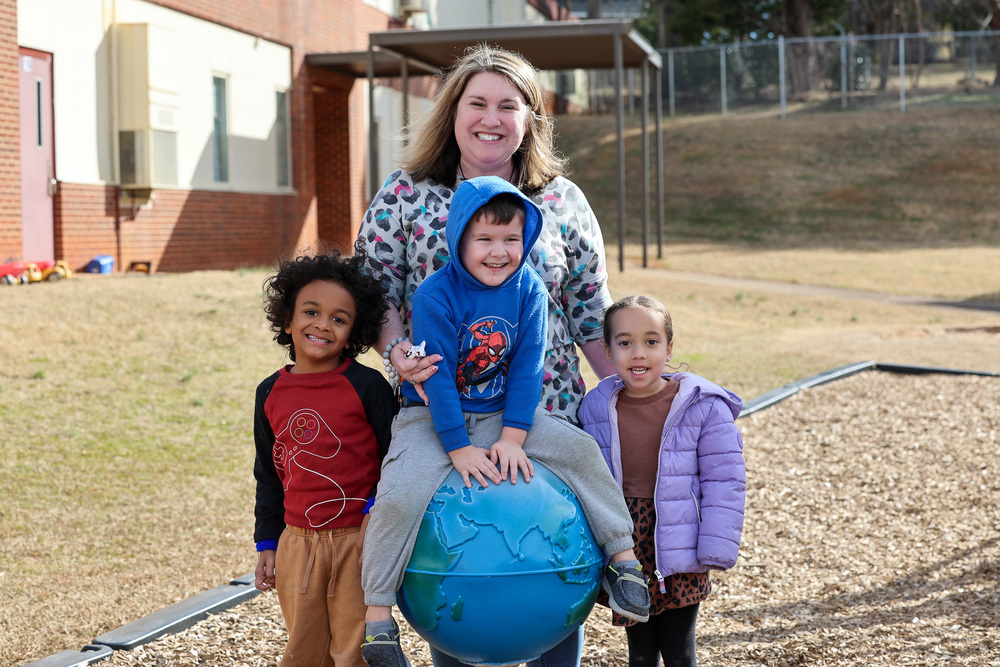 Dr. Pitts with elementary children