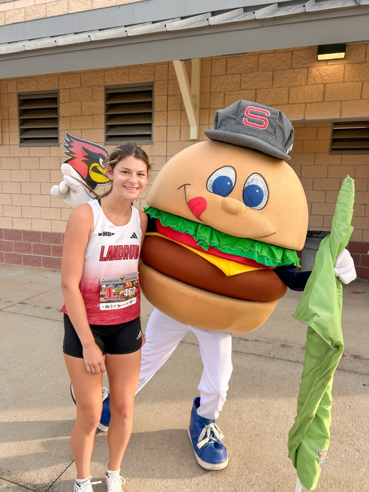 lhs student with spartanburgers mascot 