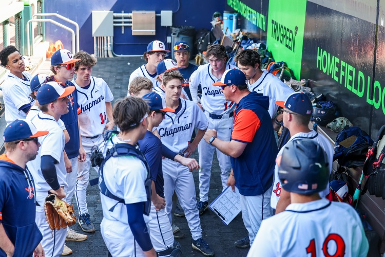 Chapman baseball team in dug out 