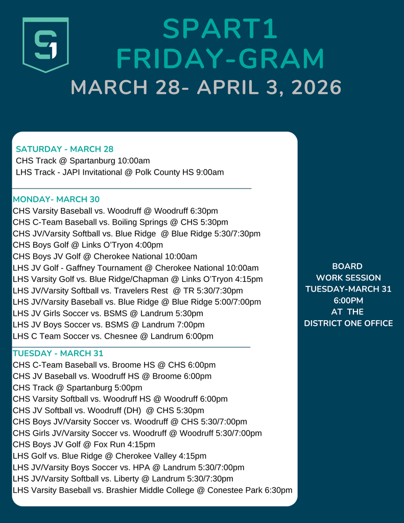 Friday Gram of next weeks events