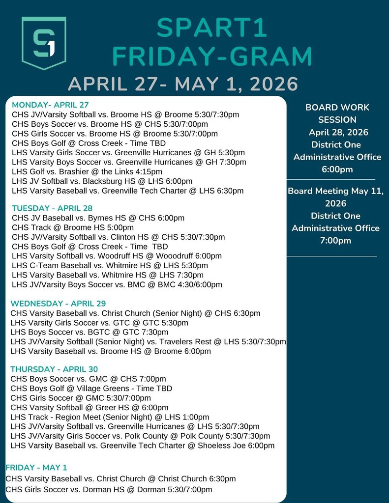 Description of weekly events for April 27