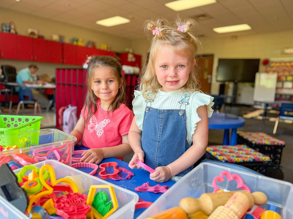 two girls playing